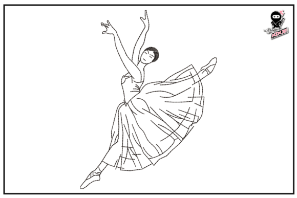 Ballerina Outline Redwork Embroidery