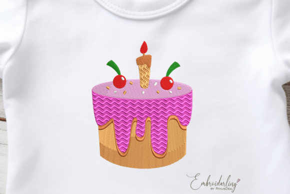 Birthday Cake Embroidery File 4 Sizes