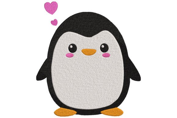 Cute Lovely Penguin Embroidery Design