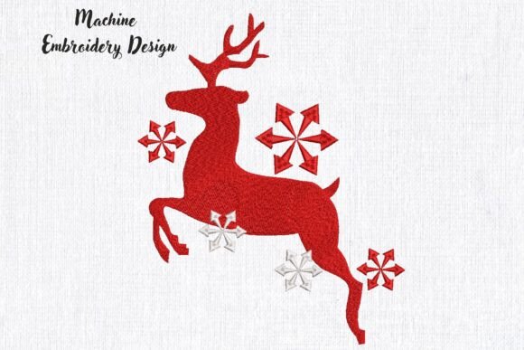 Deer and Snowflakes Christmas Embroidery