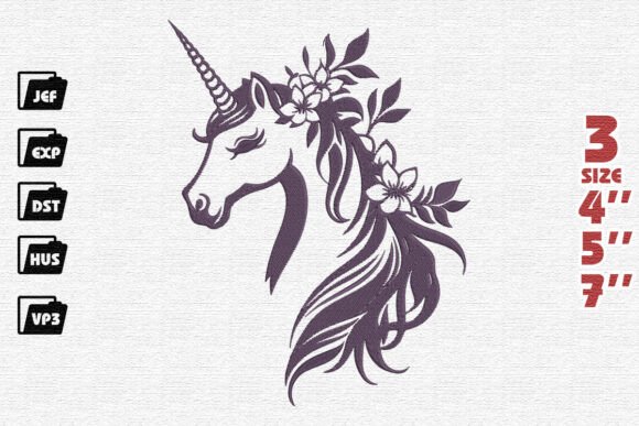 Elegant Unicorn Embroidery