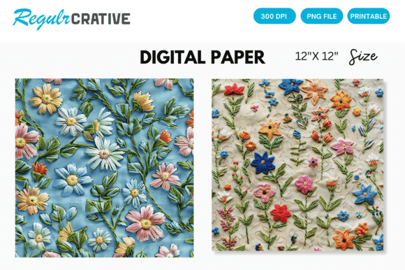 Embroidery Floral Seamless Paper Print