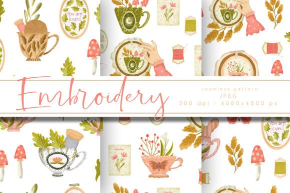 Embroidery Seamstress Digital Paper