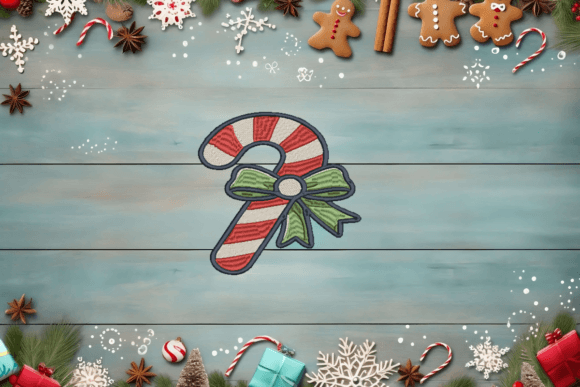 Festive Candy Cane Embroidery Design