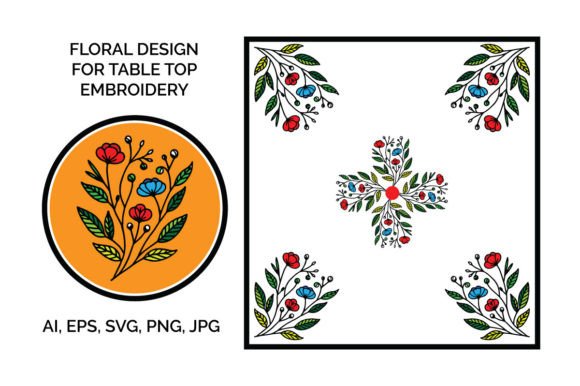 FLORAL DESIGN for TABLE TOP EMBROIDERY