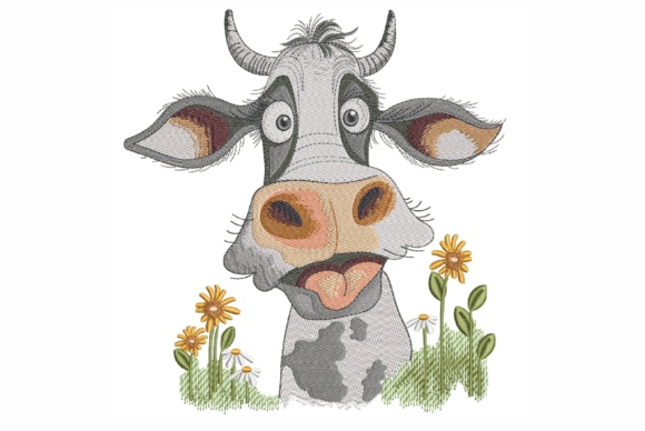 Funny Cow Embroidery Design