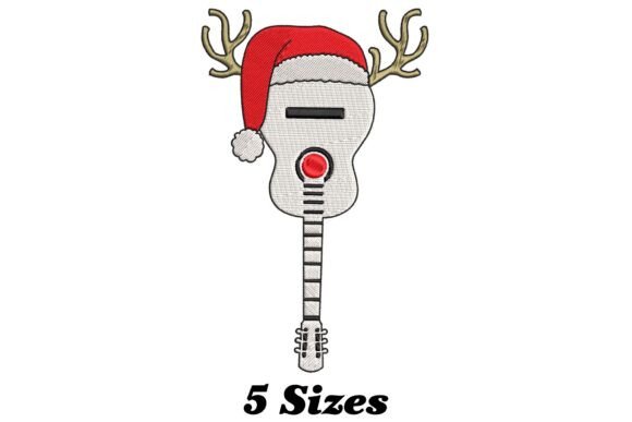 Guitar Christmas Embroidery Design