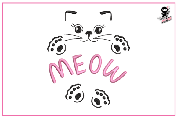 Meow – Cute Cat Silhouette Embroidery