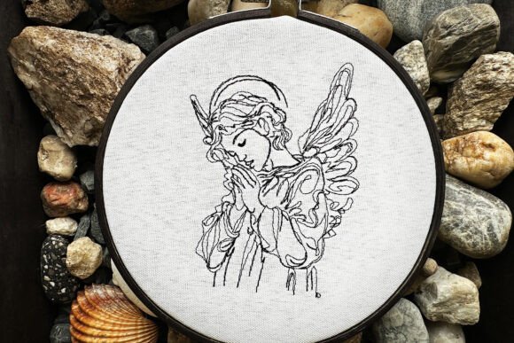 Praying Angel Machine Embroidery