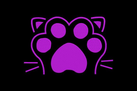 Purple Cat Paw Embroidery Design