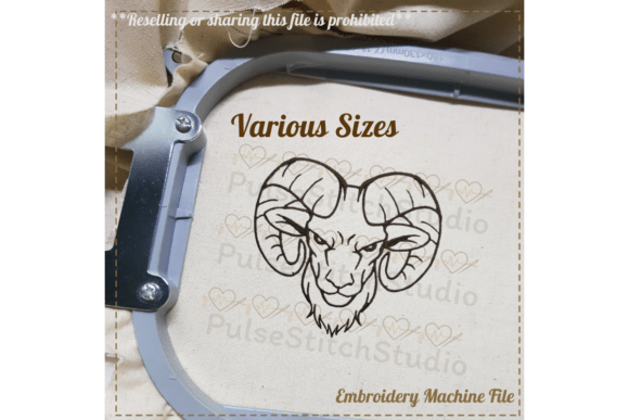 Ram Outline Embroidery Design